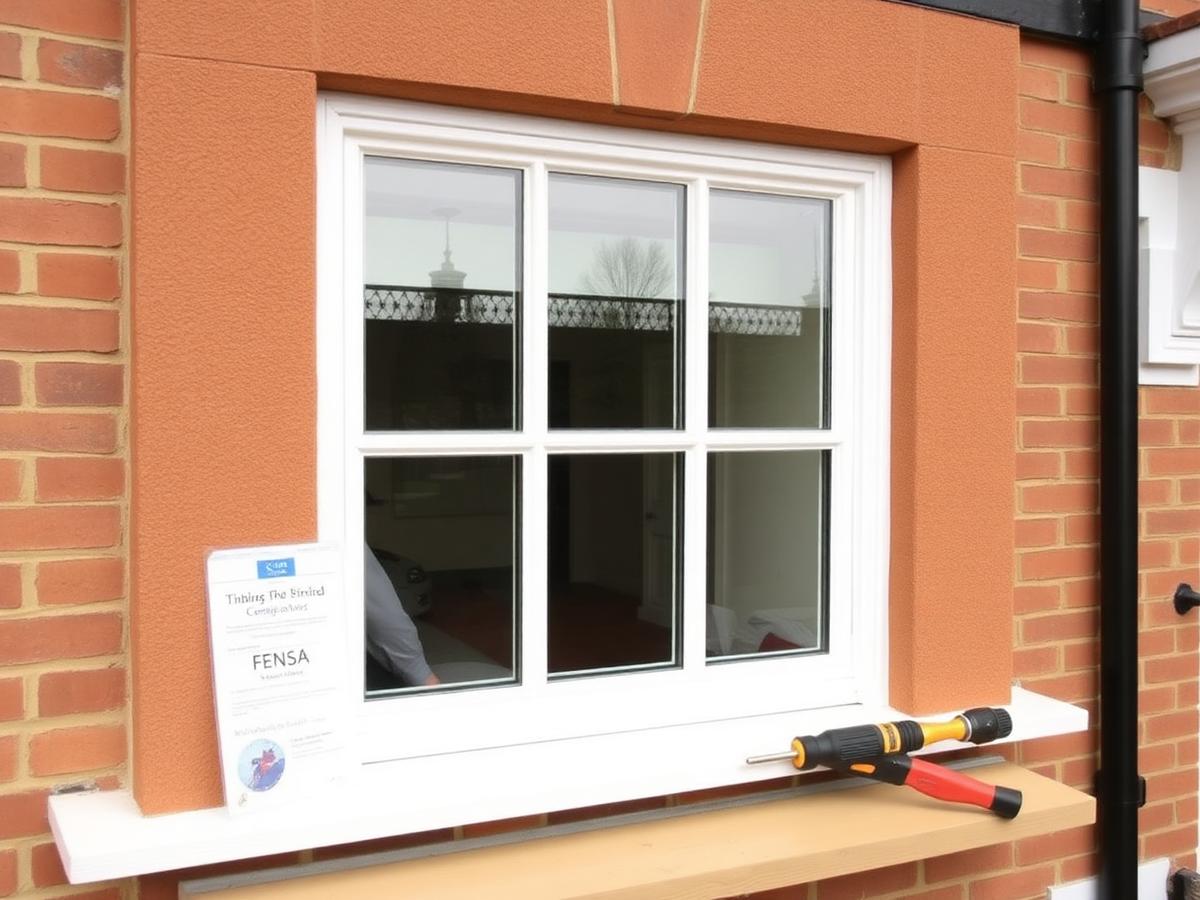 Newly installed timber window in a period British home, exterior view